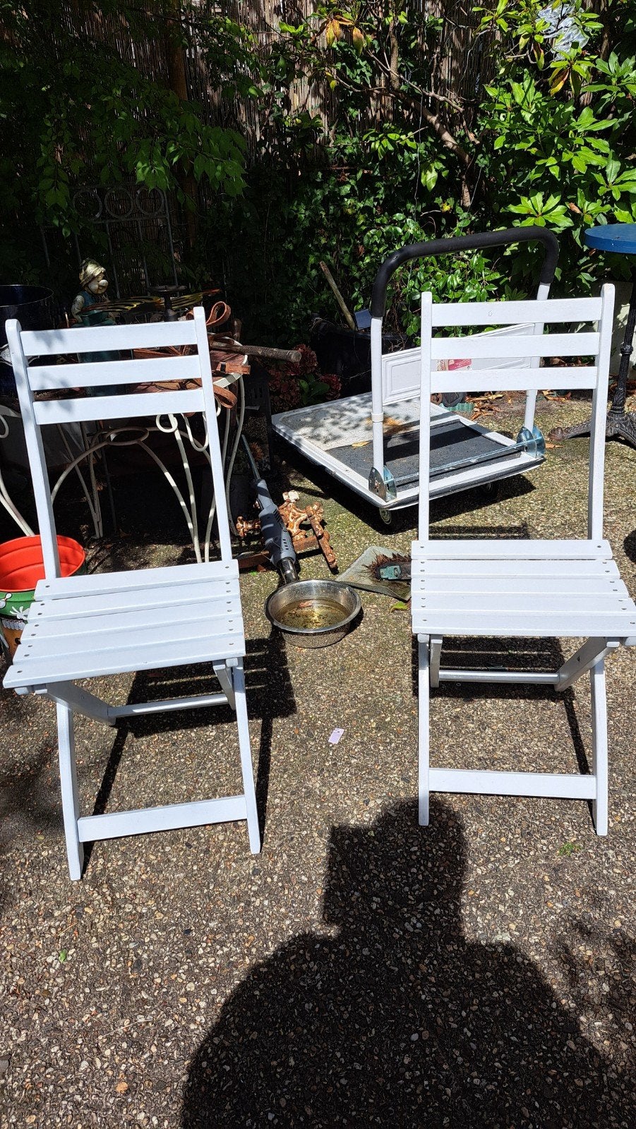 Set van 2 opvouwbare witte stoelen, Ophalen, Gebruikt, Twee, Praktisch, Opvouwbaar