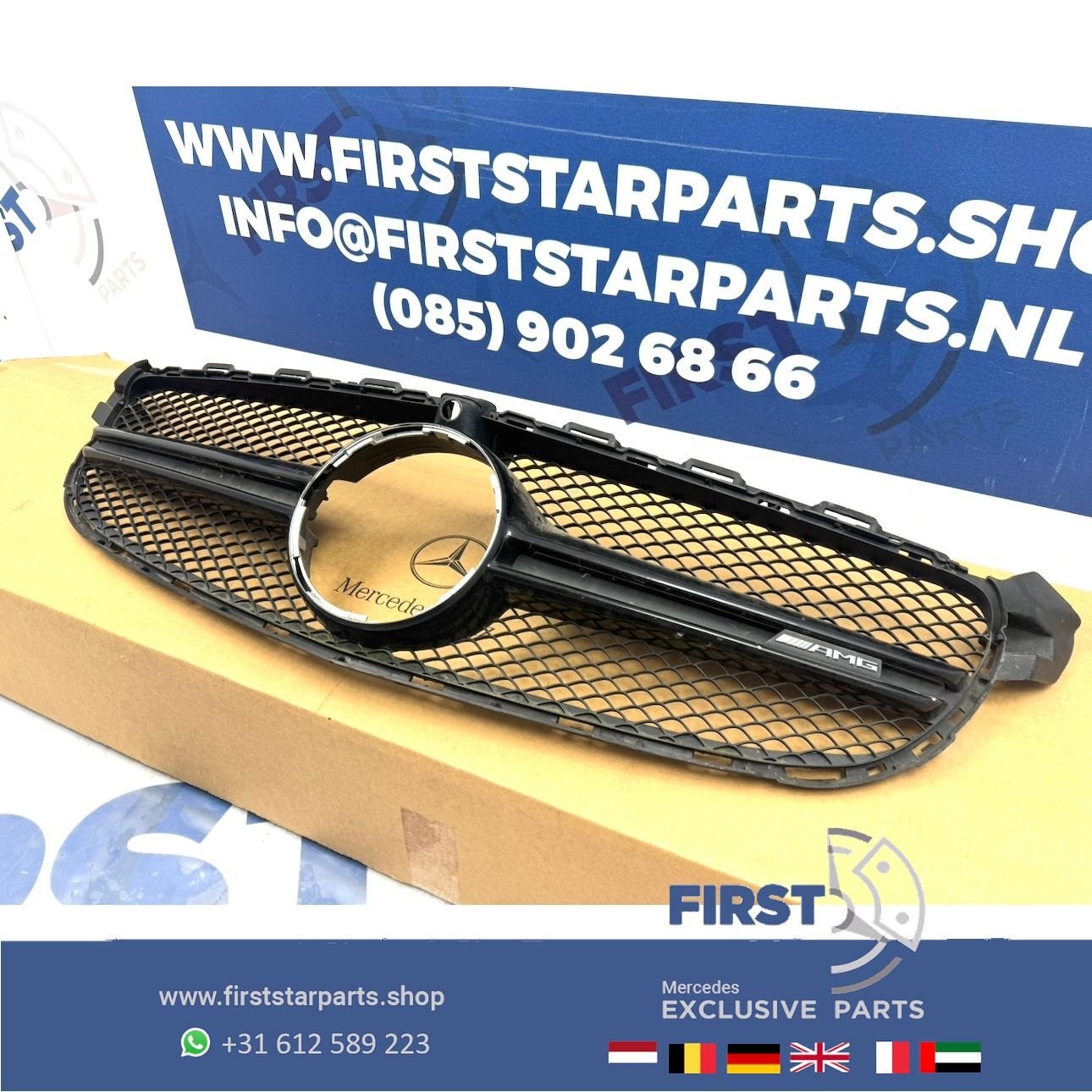W205 C63 AMG gril zwart Mercedes C Klasse 2014-2019 grille S, Gebruikt, -, Ophalen of Verzenden, -