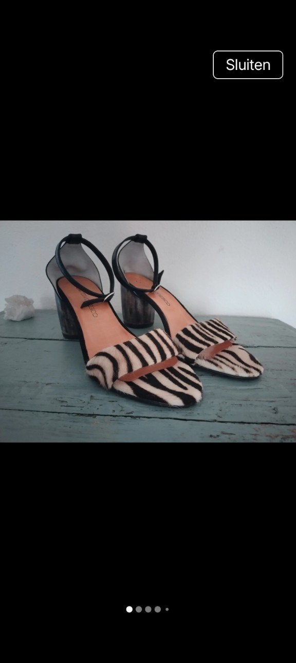 elegante zebra sandaaltjes met ronde blokhak, Overige kleuren, David moresco, Zo goed als nieuw, Sandalen of Muiltjes