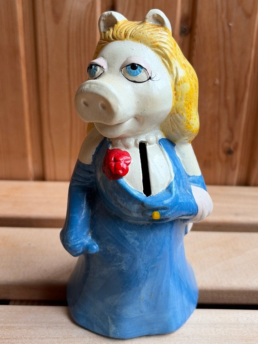 Vintage Miss Piggy spaarpot - Muppets, Ophalen, Gebruikt, Steen, Aardewerk of Keramiek, Strip- of Tekenfilmfiguur