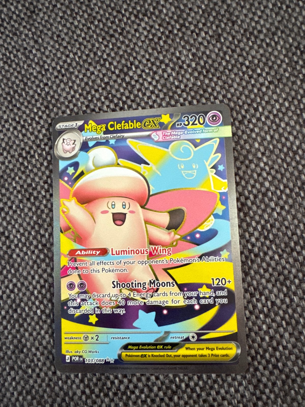 Mega Clefable EX Pokémon Kaart 103/088 POR, Ophalen of Verzenden, Nieuw, Losse kaart