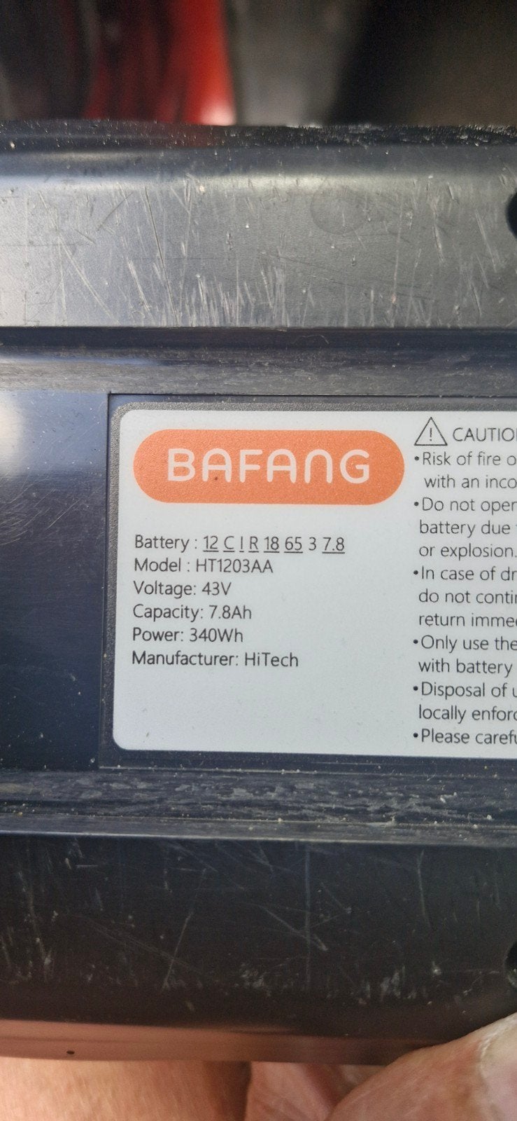 Bafang HT1203AA E-bike Accu 43V 7.8Ah 340Wh, Gebruikt