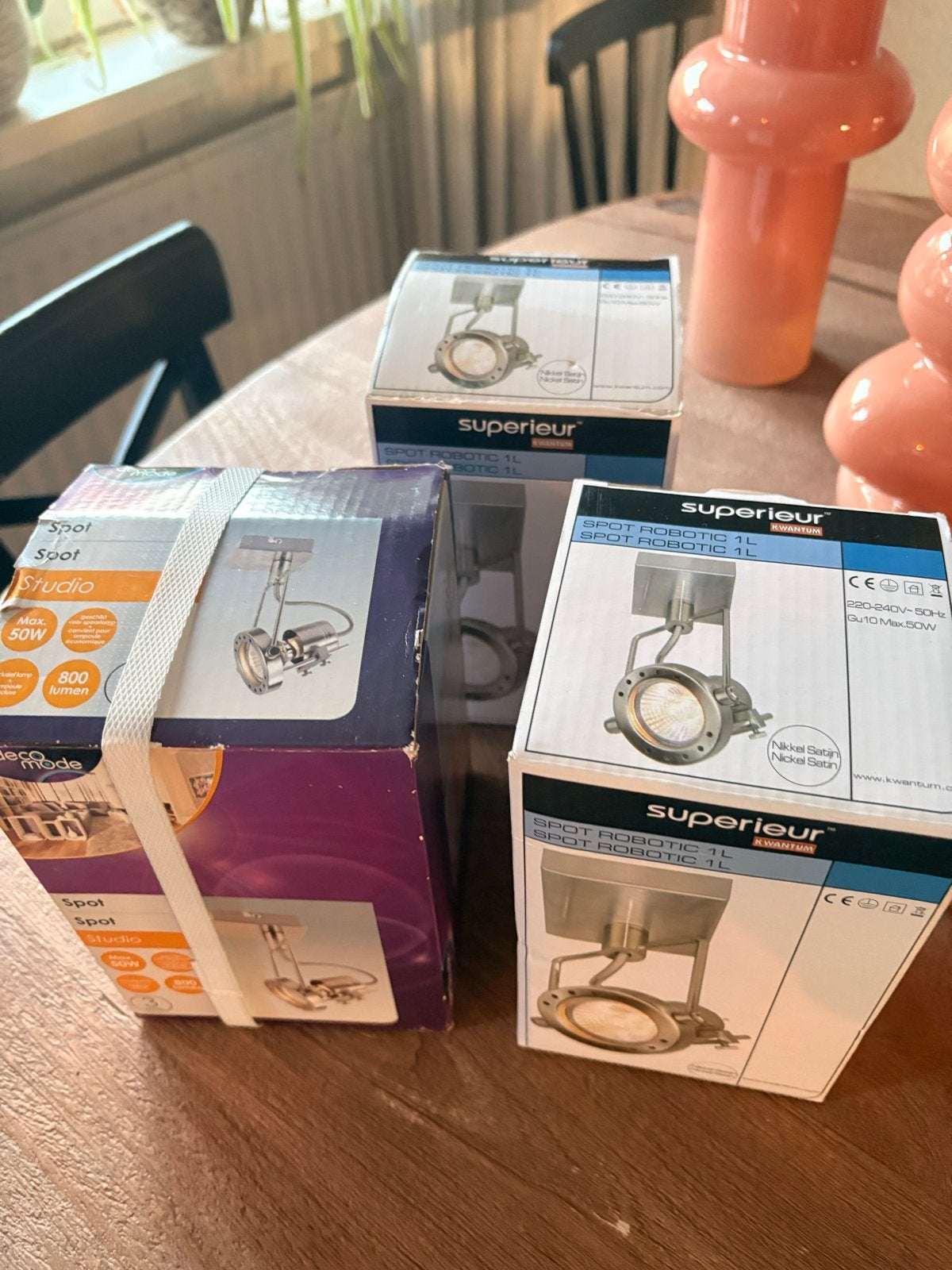 3 industriële spots, Halogeen, Verstelbaar, GU10, Overige merken
