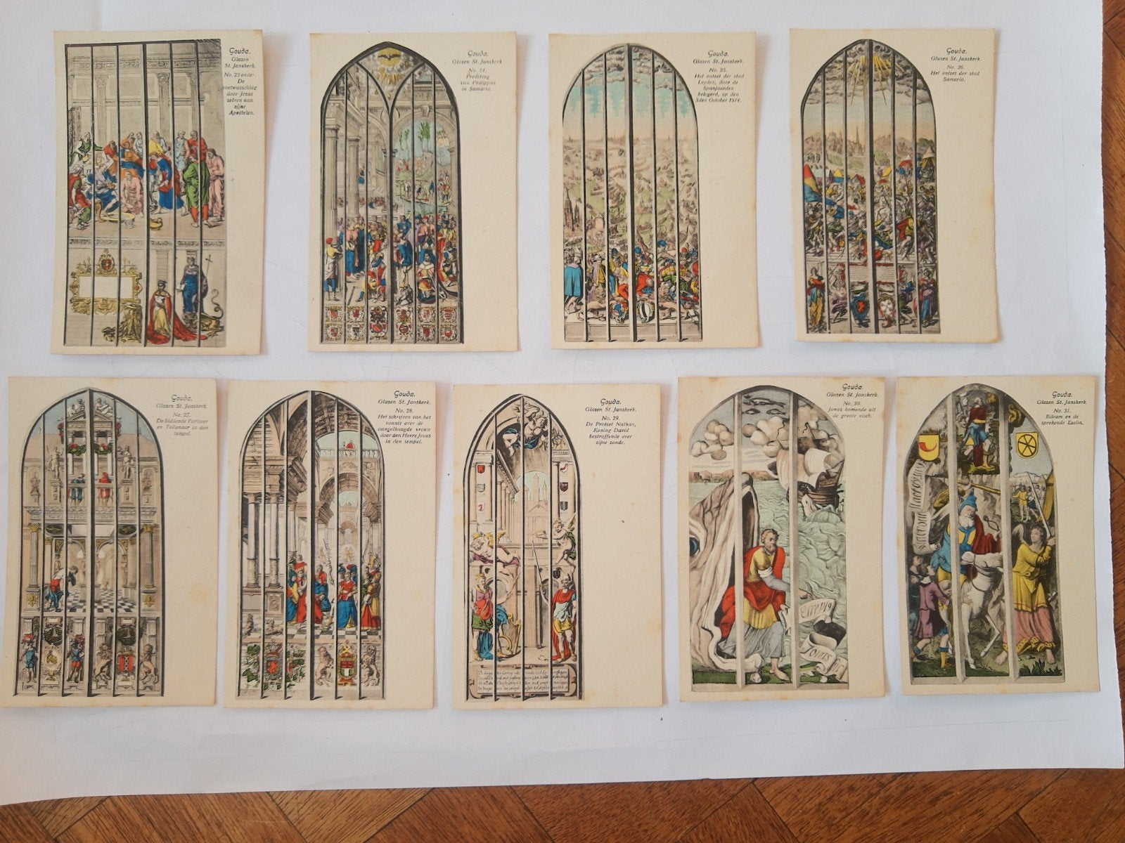 Ansichtkaarten glazen St. Janskerk Gouda, Verzamelen, Ophalen of Verzenden, 1920 tot 1940, Ongelopen