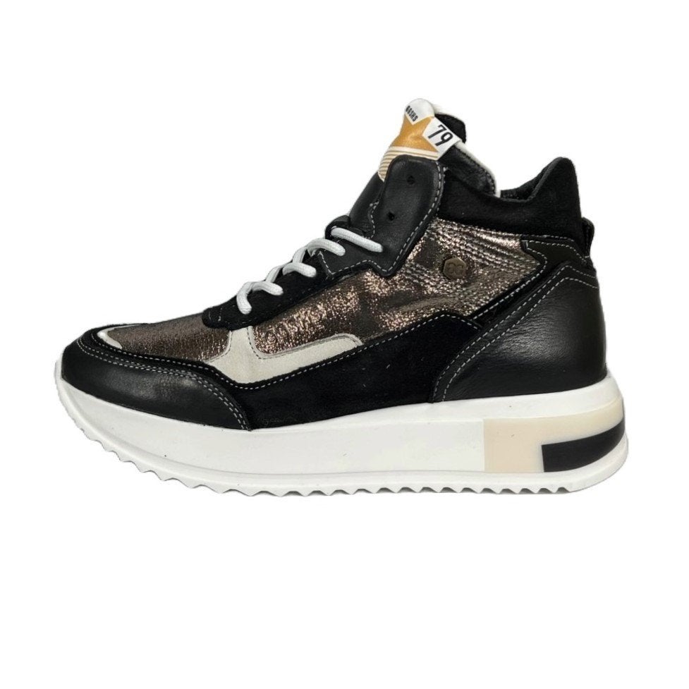 GIGA maat 36 lerensneaker/rits zwart/brons gratis verzenden, Info@giga-shoes.com, Schoenen, Nieuw, Heerenweg 6 Katwijk