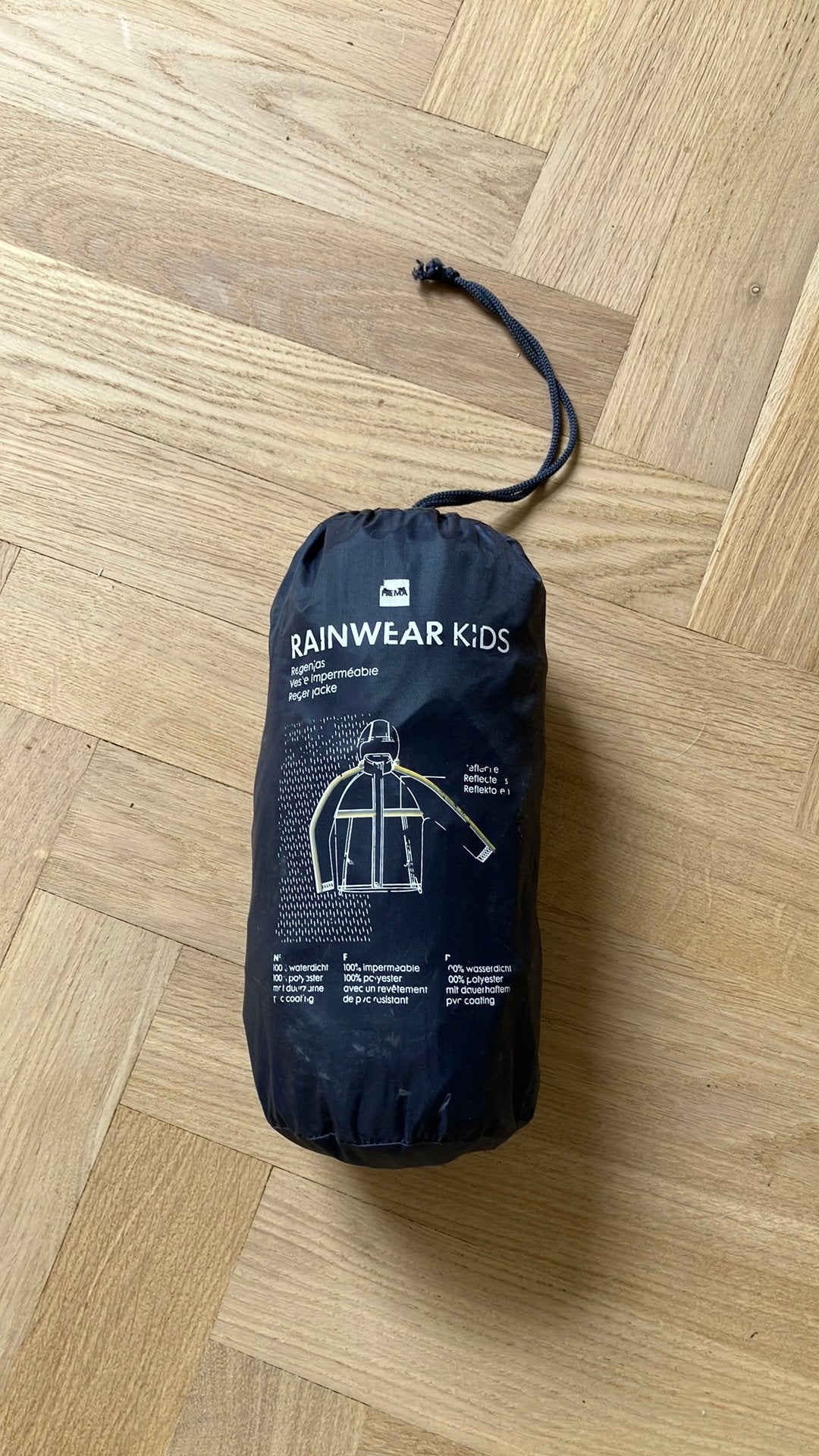 Hema Kinder Regenjas Blauw/Geel Maat 146/152 Zo Goed Als Nie, Ophalen of Verzenden, Zo goed als nieuw, Regenjas, Kinderen