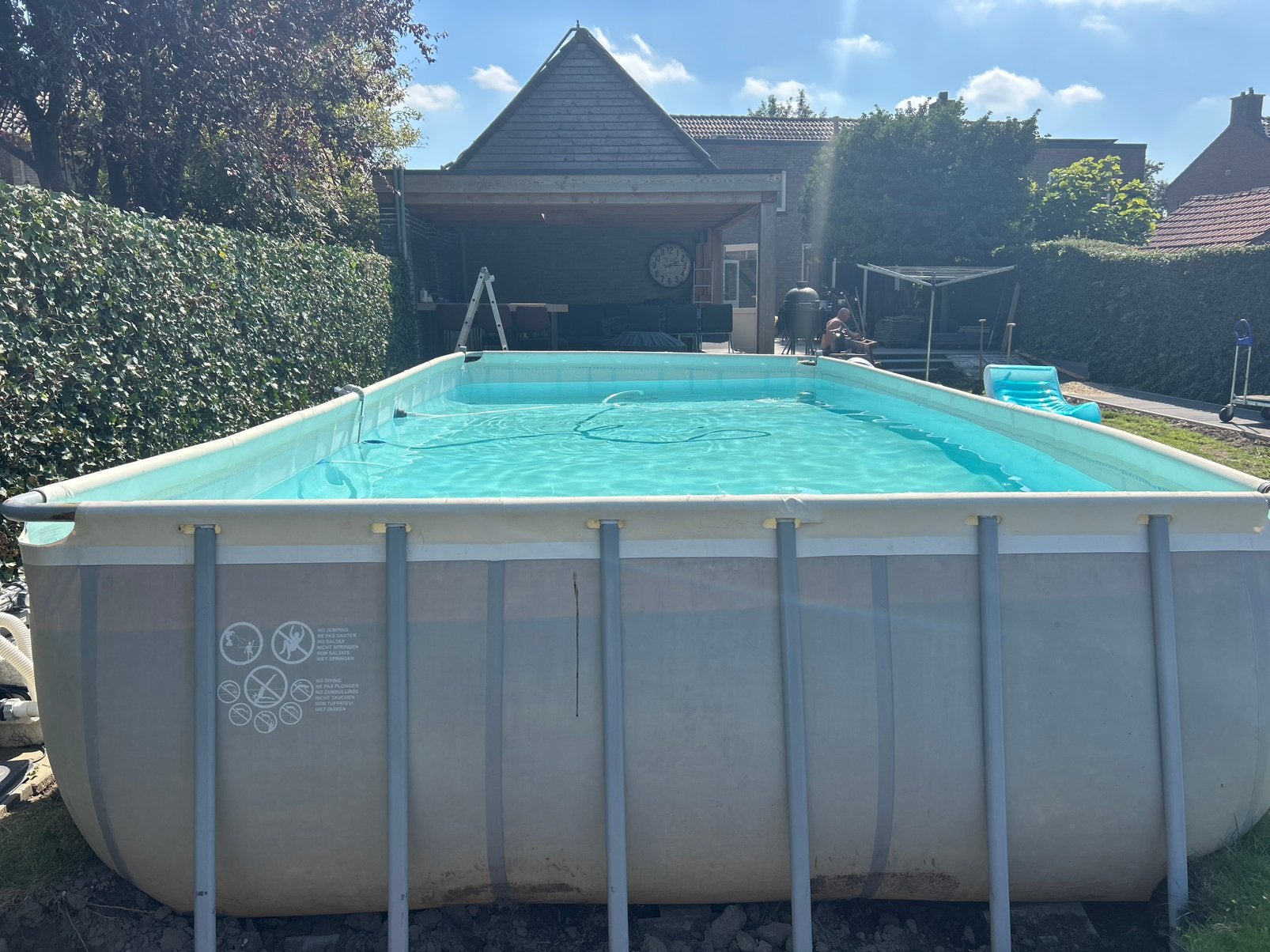 Groot intex zwembad 366x732x132cm incl stofzuiger excl pomp, Rond, 300 cm of meer, Zo goed als nieuw, Ophalen