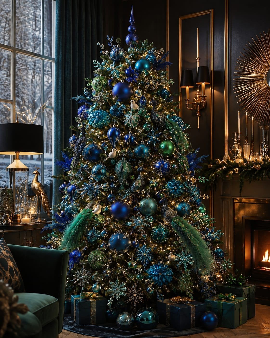 Luxe Pauwen Kerstdecoratie Set - Blauw, Groen & Turquoise, Diversen, Ophalen, Nieuw