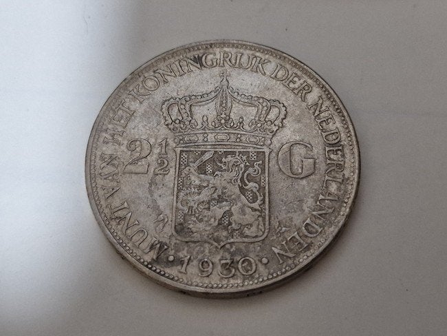 2,5 gulden 1930, Zilver, Ophalen of Verzenden, Koningin Wilhelmina, Losse munt