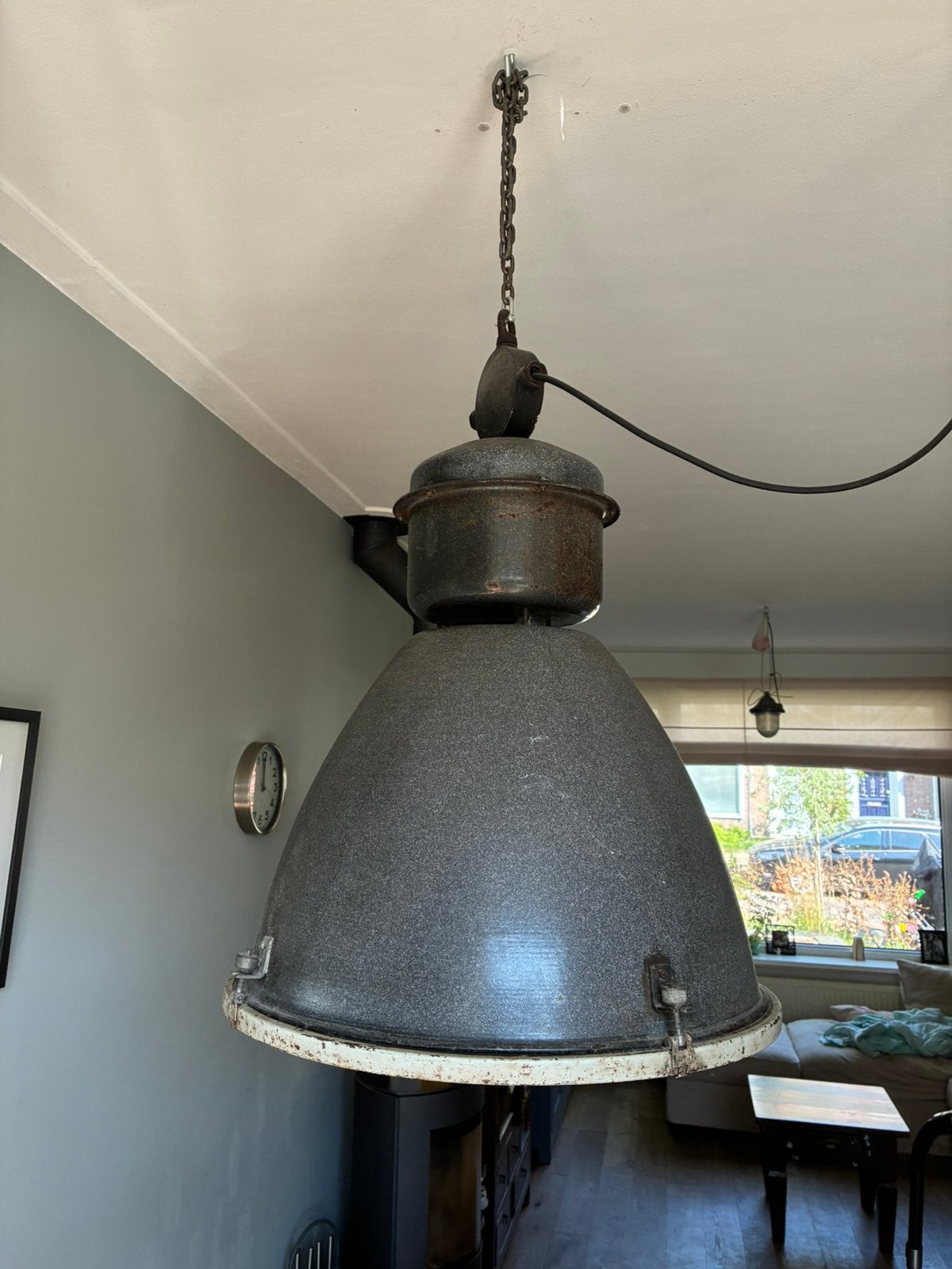 Originele zware tjechische fabriekslamp, Ophalen of Verzenden, Zo goed als nieuw, Metaal, 20e eeuwse fabriekslamp