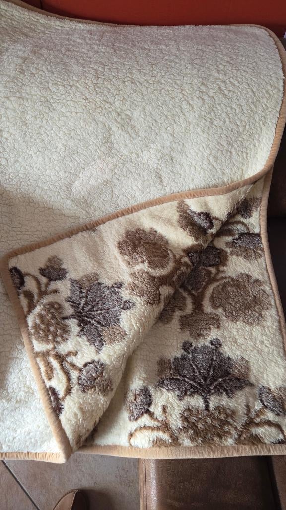 Wollen deken van Hochflor, Gebruikt, Beige, Tweepersoons, Ophalen of Verzenden