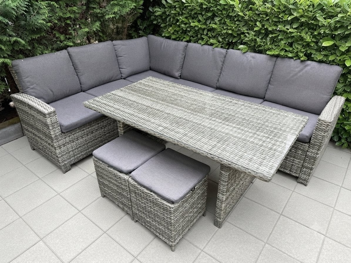Robuuste 8-persoons wicker tuinset inclusief kussens, Ophalen, Bank, Loungeset, Wicker