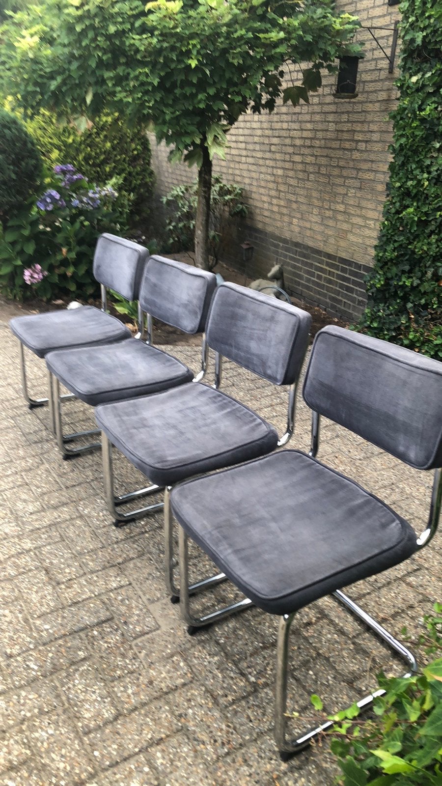 4 Nog mooie stoelen!!, Ophalen, Gebruikt, Grijs, Vier