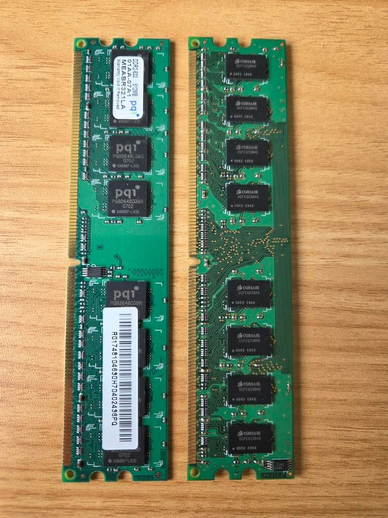2x RAM 512 MB werkgeheugen, Computers en Software, RAM geheugen, Ophalen of Verzenden