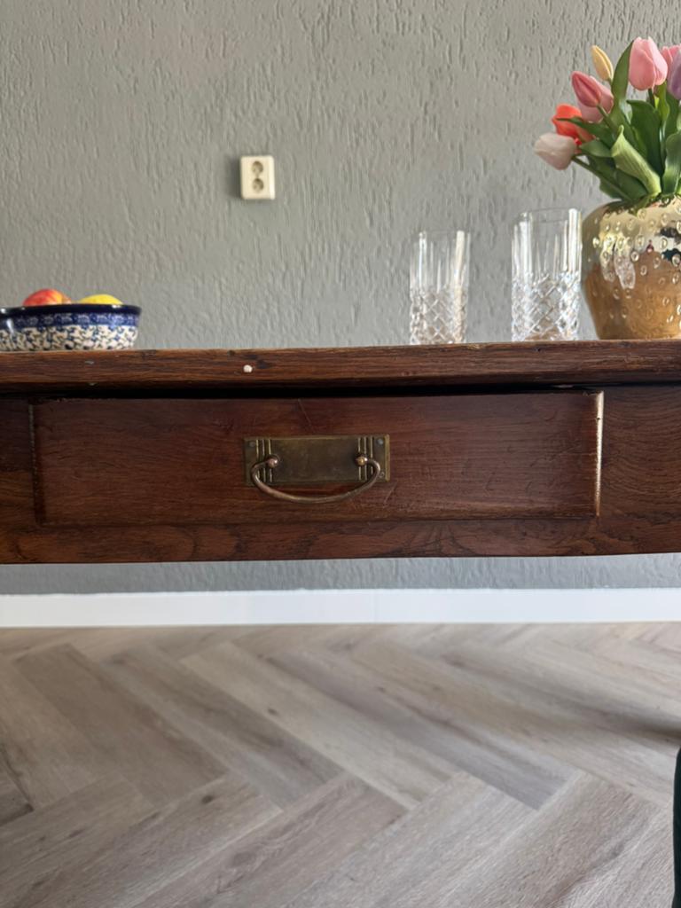 Authentieke Franse boeren eettafel! Prachtige eye-catcher!, Ophalen, Gebruikt, Eikenhout, 50 tot 100 cm