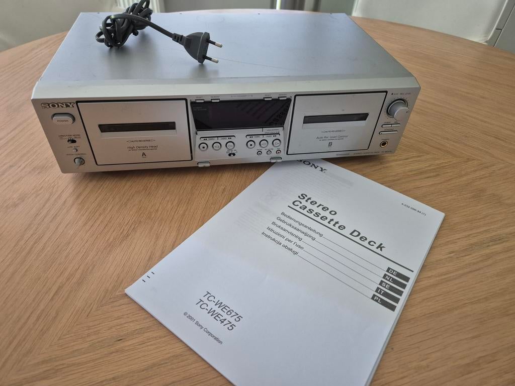 Sony TC-WE475 Dubbel Cassettedeck met Handleiding, Audio, Tv en Foto, Cassettedecks, Dubbel, Sony, Auto-reverse, High speed dubbing