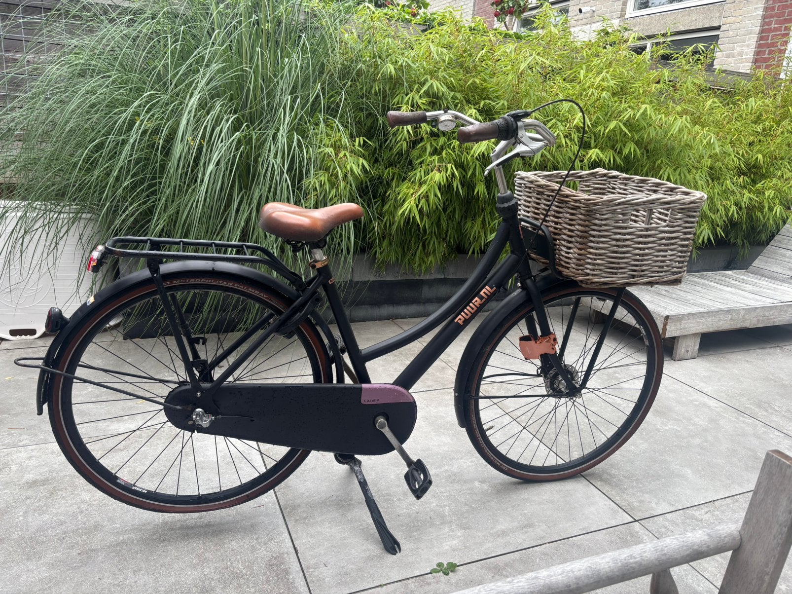 Gazelle Puur dames teansport fiets 50 inch frame met mand, Terugtraprem, Gebruikt, Versnellingen, Ophalen