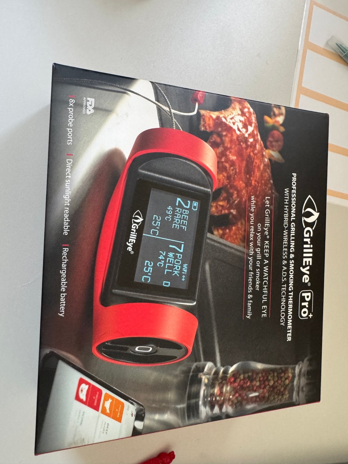 GrillEye Pro Professionele Grill & Rook Thermometer, Ophalen of Verzenden, Gebruikt