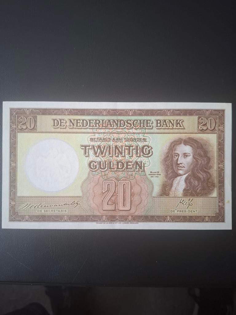 Bankbiljet 20 Gulden 1945 (Stadhouder) Zeer hoge kwaliteit., Ophalen of Verzenden, Los biljet
