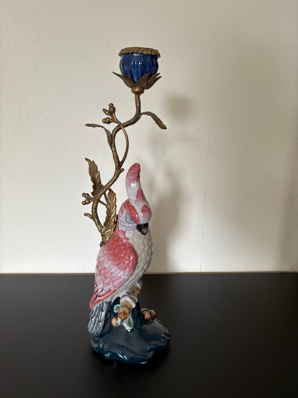 &Klevering kandelaar met papegaai en bronzen takken, Ophalen, Zo goed als nieuw, Kandelaar, Overige merken