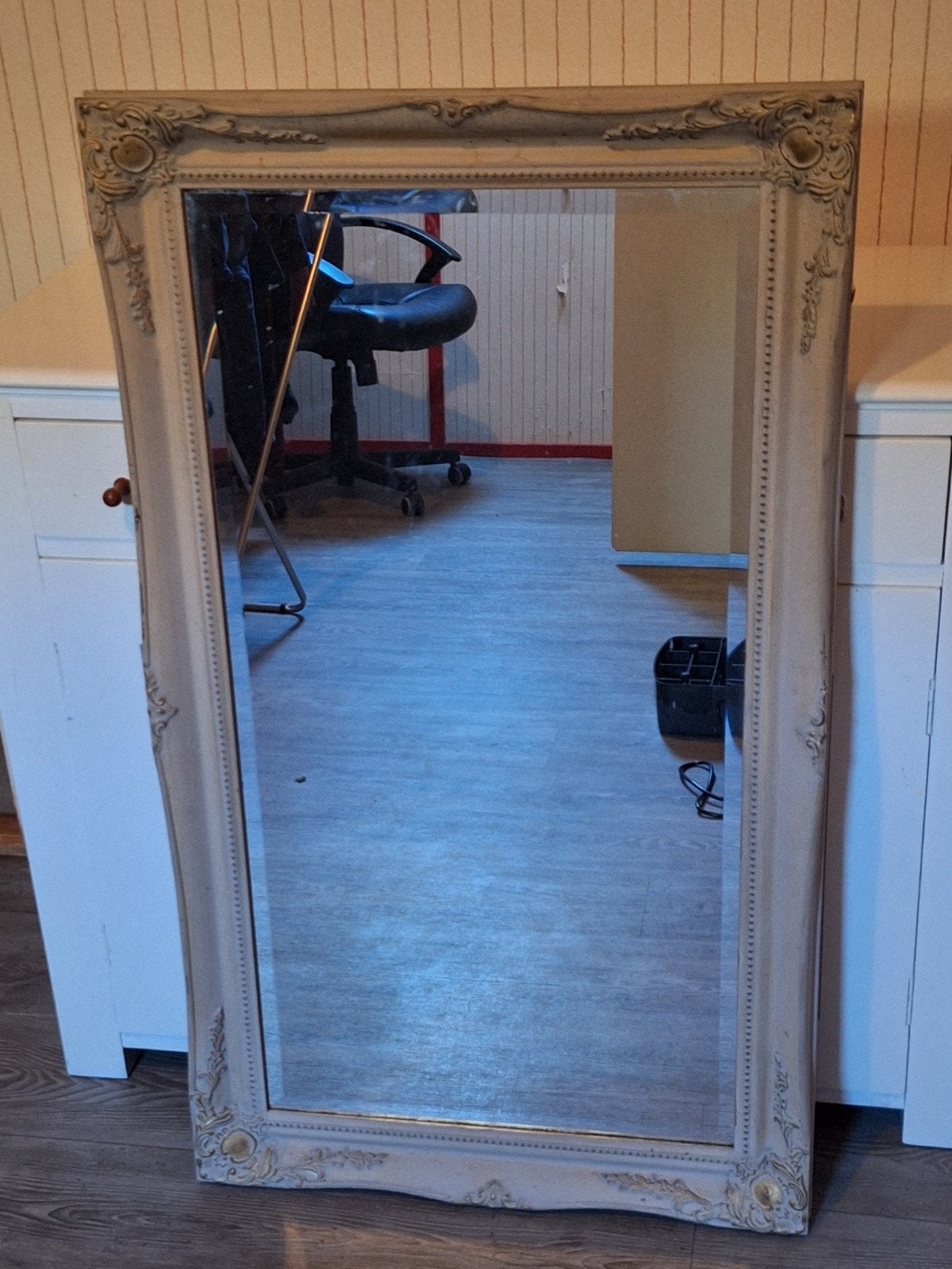 mooie rechthoekige spiegel met brocante lijst, Ophalen, 100 tot 150 cm, Zo goed als nieuw, Rechthoekig