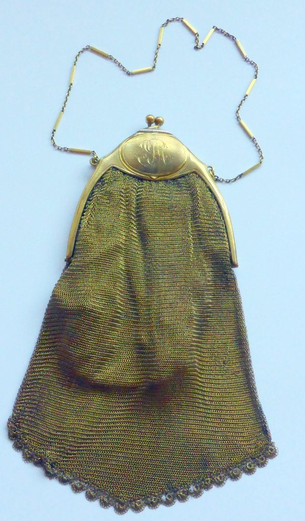 Zeldzame malienkolder avondtasje ca 1910 Frankrijk, incl ver, Antiek en Kunst, Verzenden, Dames