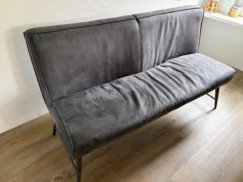 Eetbank -  grijs leer, Ophalen, Gebruikt, Minder dan 75 cm, 150 tot 200 cm