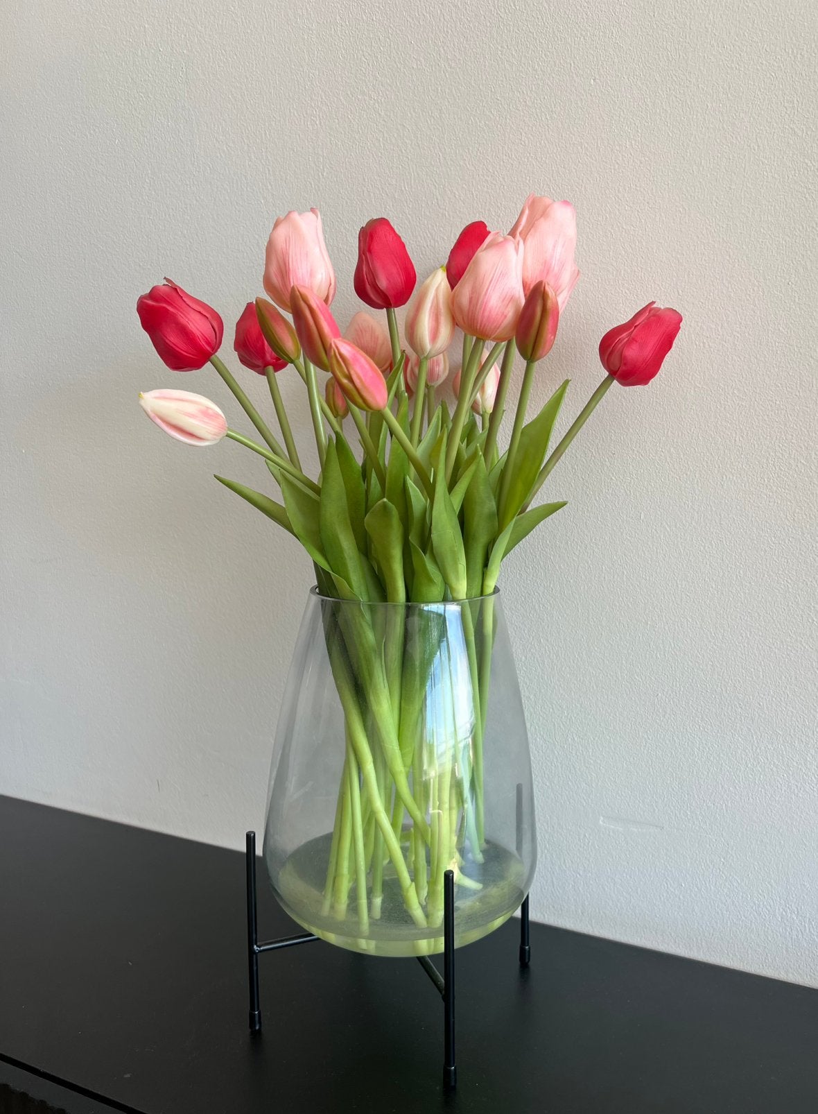 Kunst tulpen + vaas, Ophalen of Verzenden, Zo goed als nieuw