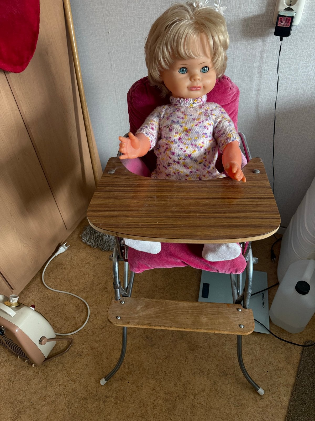 Vintage Eekhoorn kinderstoel uit de jaren '50, rood skai, Ophalen, Gebruikt, Overige typen