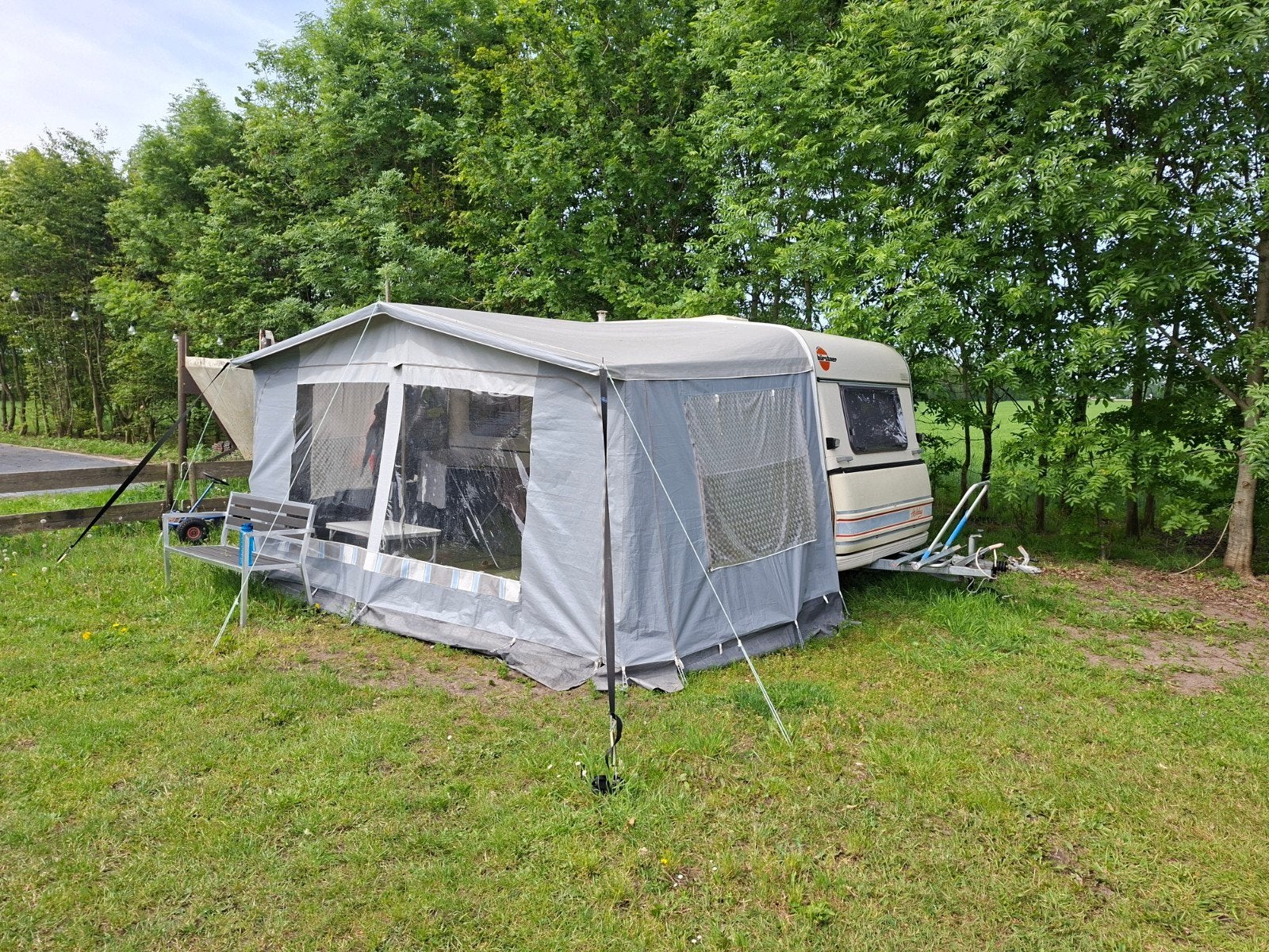Buerstner holiday 4p voor-zij tent luifel stapelbed 1991, Ophalen, Gebruikt, Tot en met 4