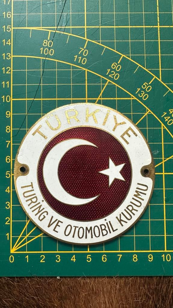Originele Turkse auto badge - Turing Ve Otomobil Kurumu, Ophalen of Verzenden, Gebruikt
