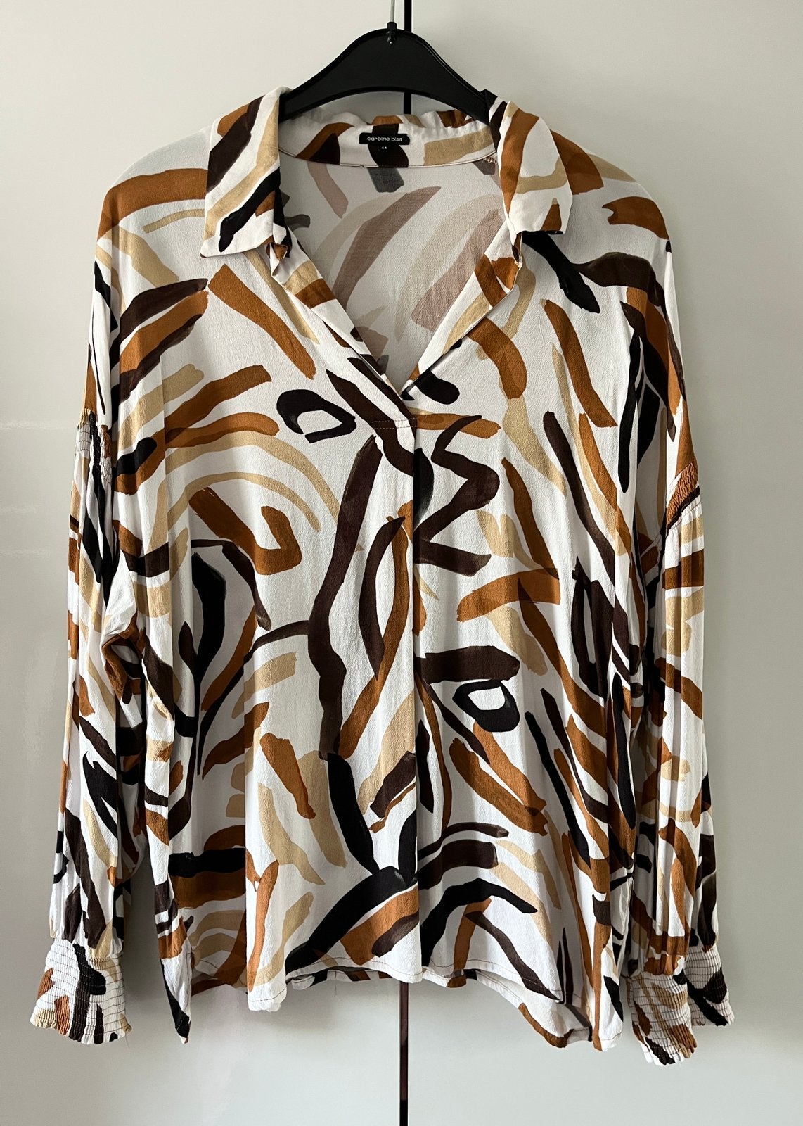 🌻Leuke blouse met bruin beige vegen van Caroline Biss 44, Maat 42/44 (L), Gedragen, Caroline Biss, Meerkleurig