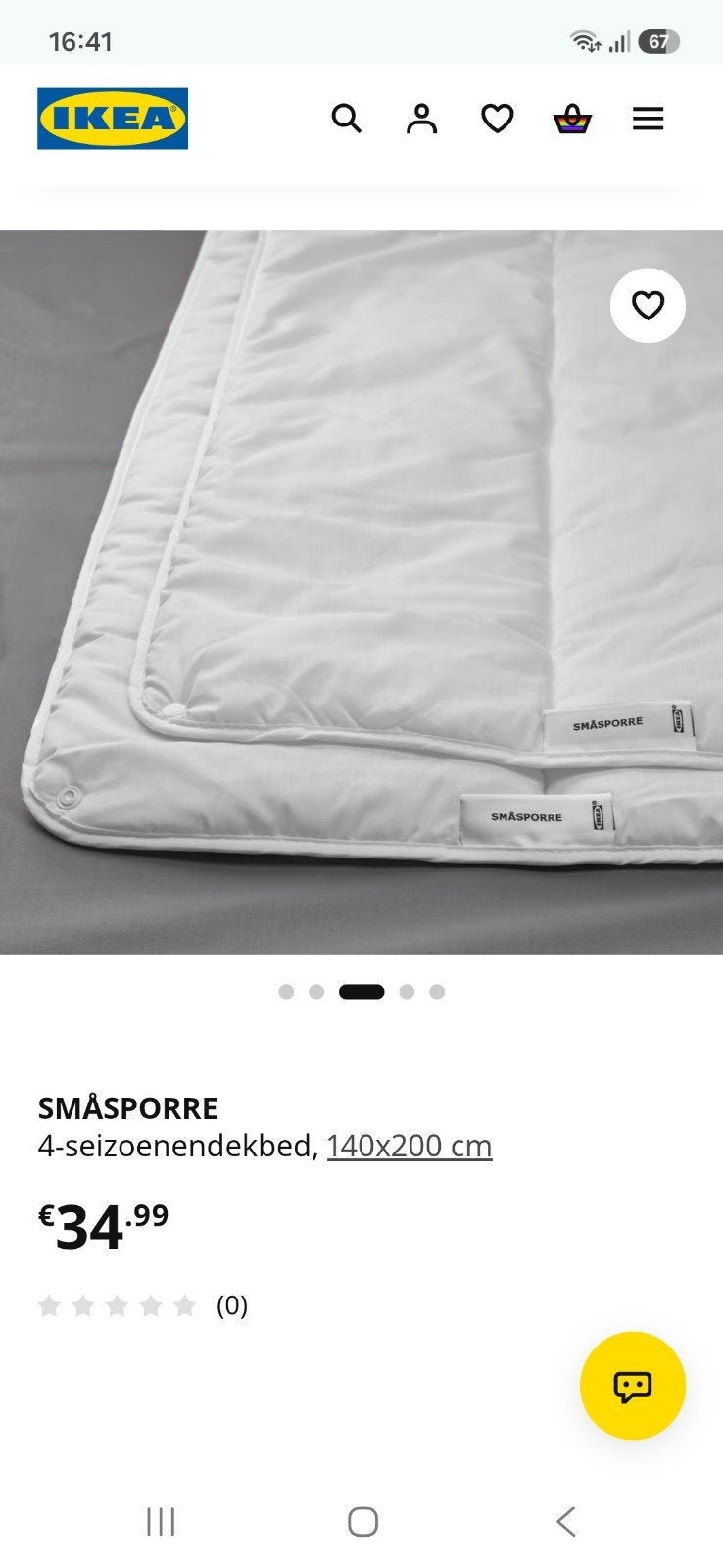 Ikea Småsporre 4-seizoenendekbed 140x200 cm, niet gebruikt, Eenpersoons, Wit, Nieuw, Deken of Dekbed