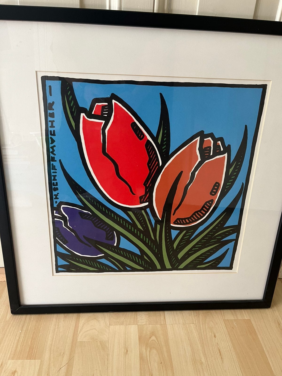 Zeefdruk Tulp van Schifmacher, Antiek en Kunst, Ophalen, Dieren en Natuur, Zeefdruk