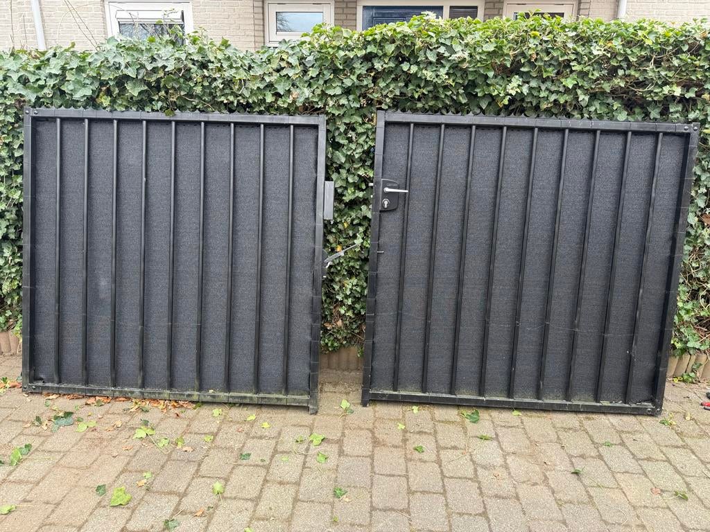 Zwart Spijlenhekwerk Poort zonder palen - Gebruikt, Ophalen, Met poort, Gebruikt, Spijlenhekwerk