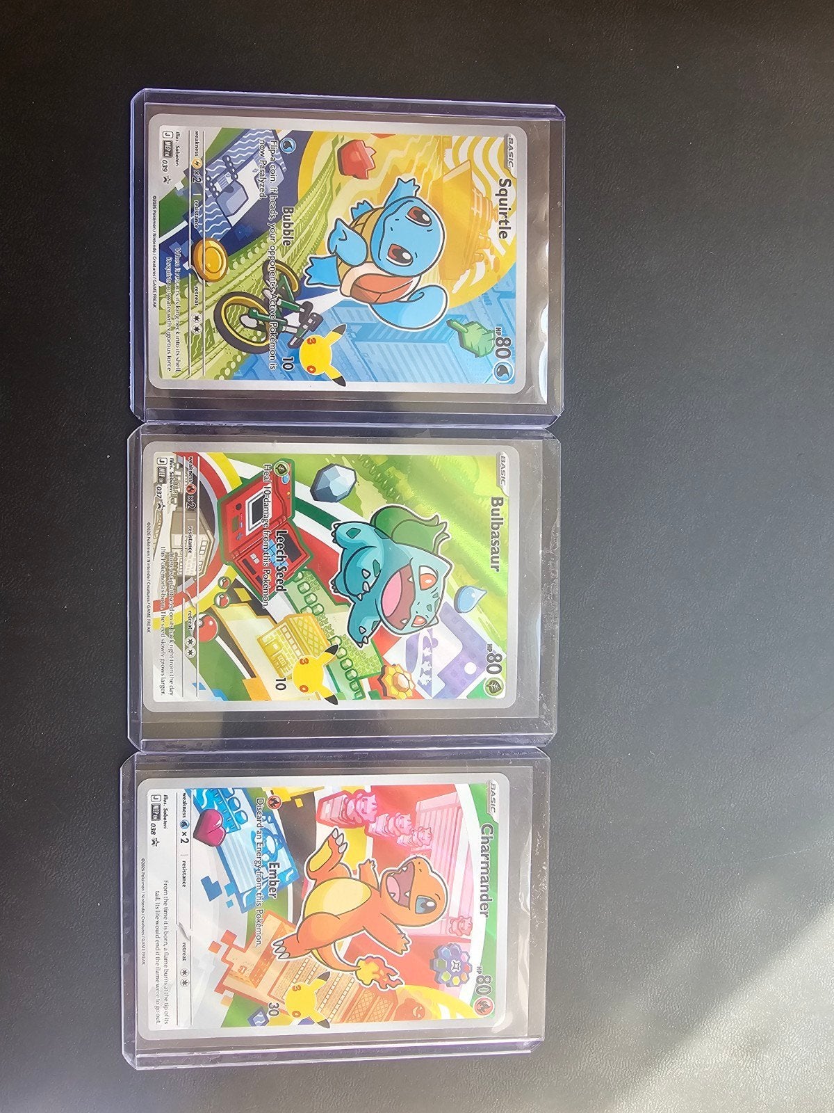 Pokémon Kaarten: Squirtle, Bulbasaur, Charmander Set, Ophalen of Verzenden, Zo goed als nieuw, Meerdere kaarten
