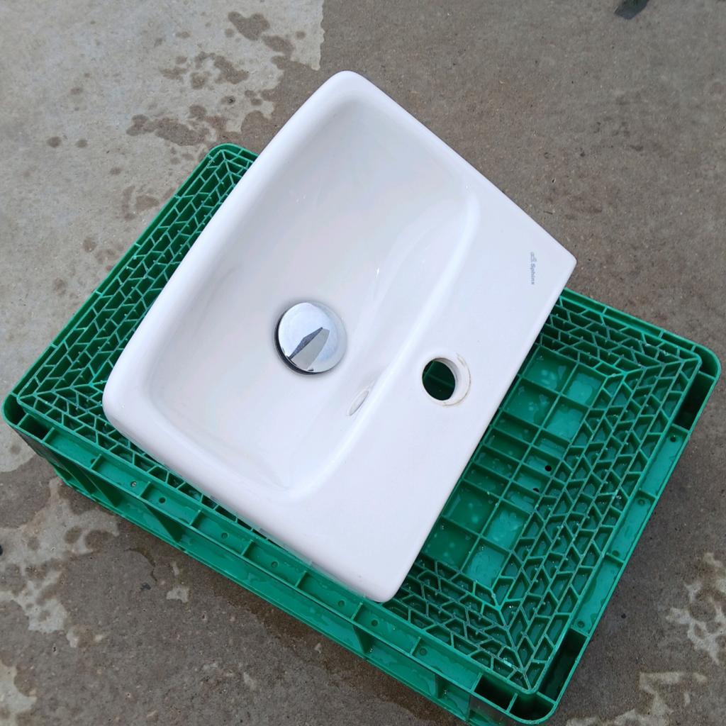 Sphinx Fontein rechthoek wit met afvoerplug (36x28) Z.G.A.N, Ophalen, Minder dan 50 cm, Wit, Zo goed als nieuw