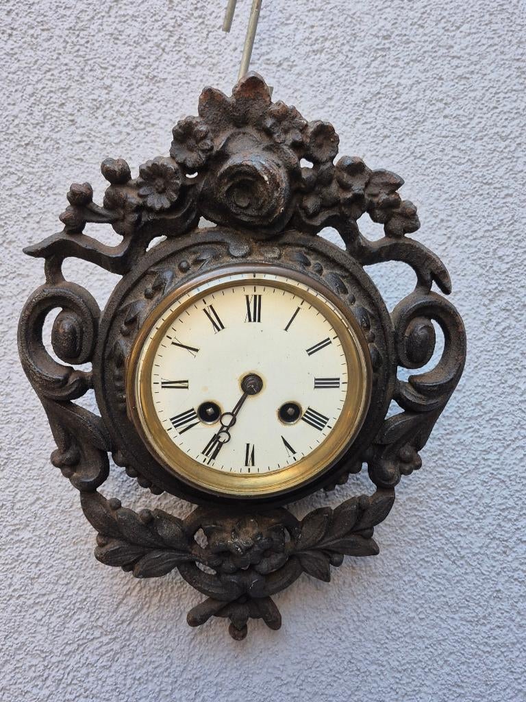 Franse pendule -Japy Frères, Louis XV Gietijzer,19e eeuw, Antiek en Kunst, Ophalen of Verzenden