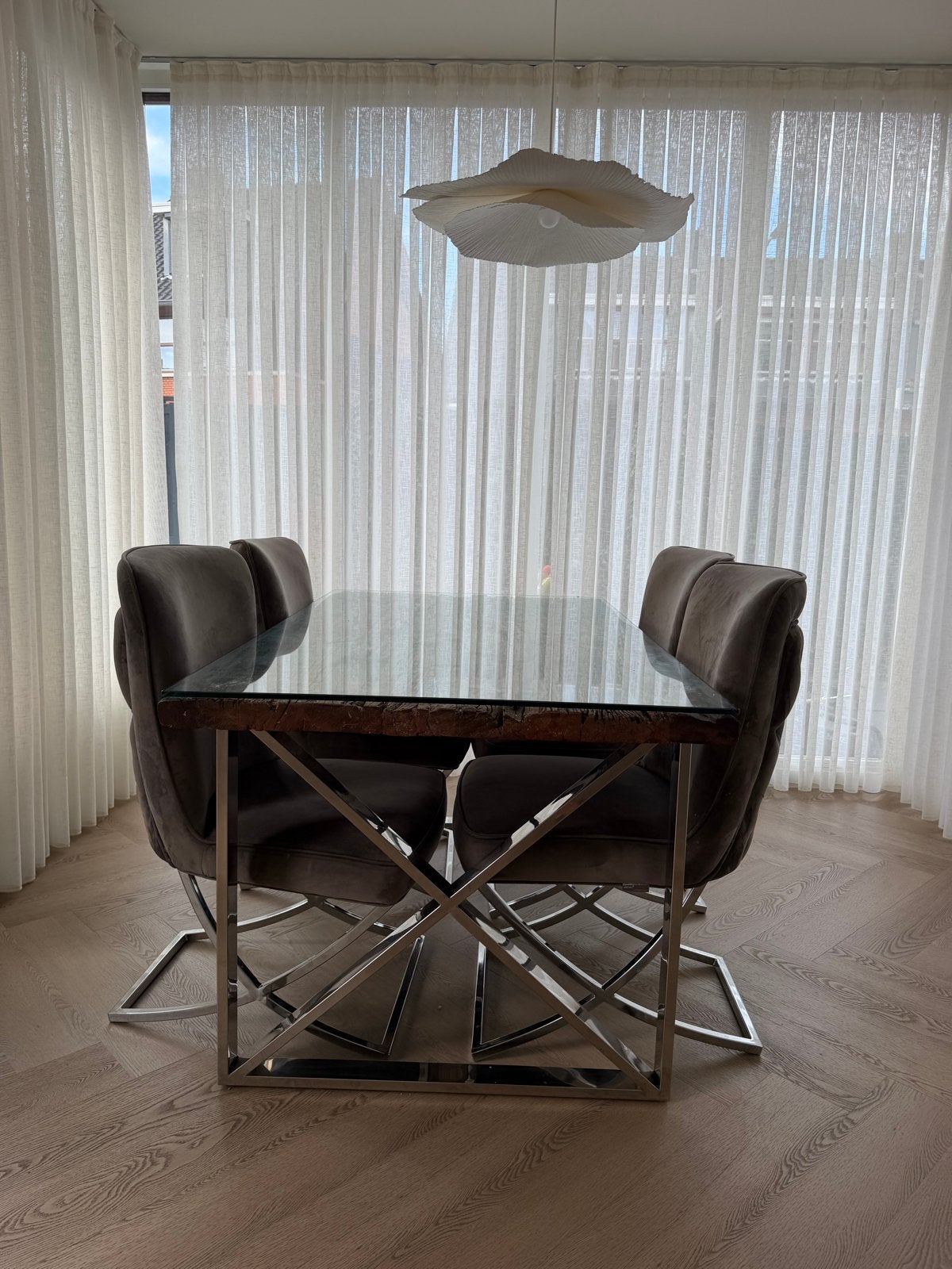 Eric Kuster style Eettafel met 4 stoelen, Ophalen, 50 tot 100 cm, 150 tot 200 cm, Vier personen