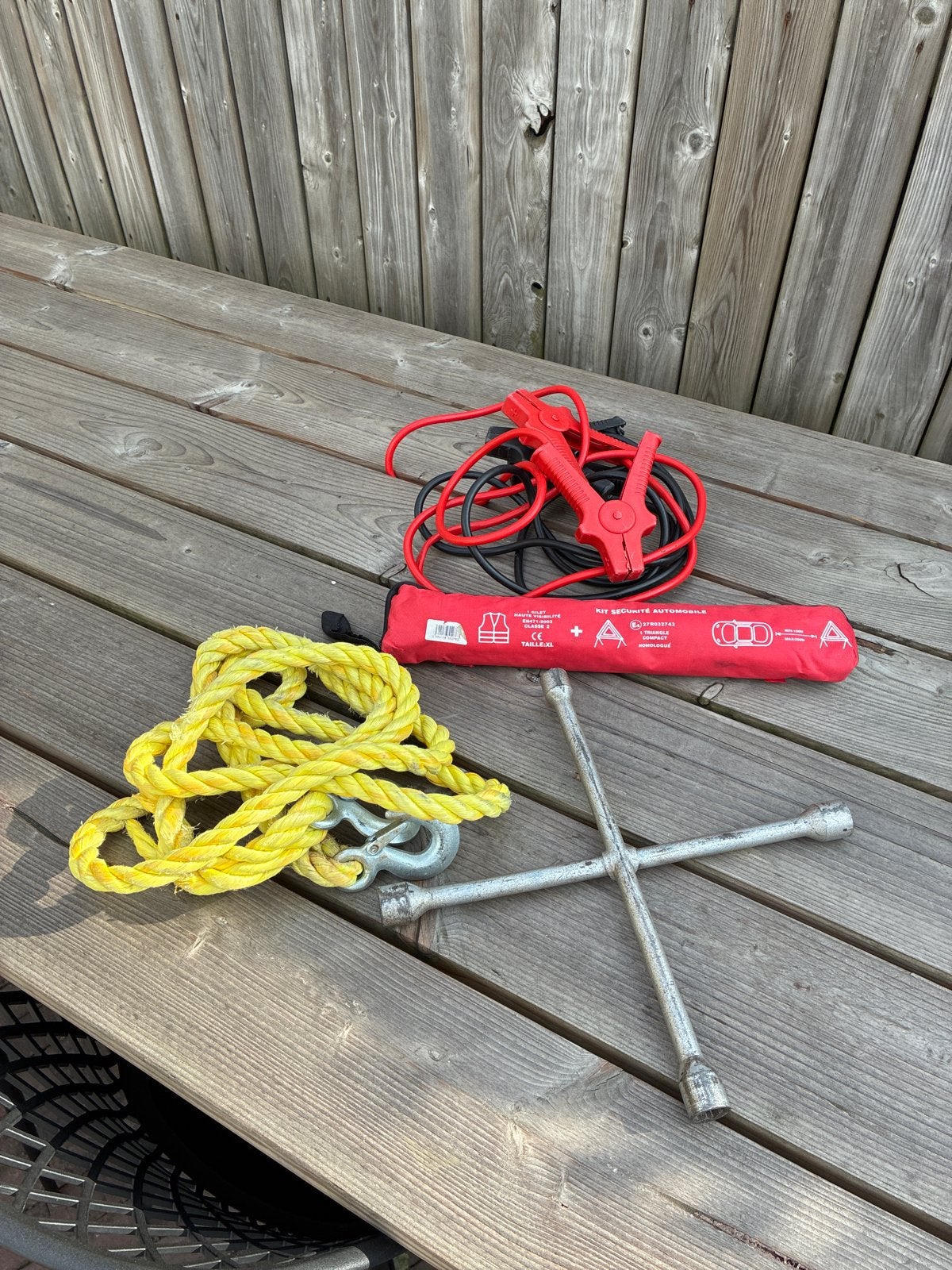 Auto startkabels, sleepkabel en kruissleutel, Auto diversen, Ophalen, Gebruikt