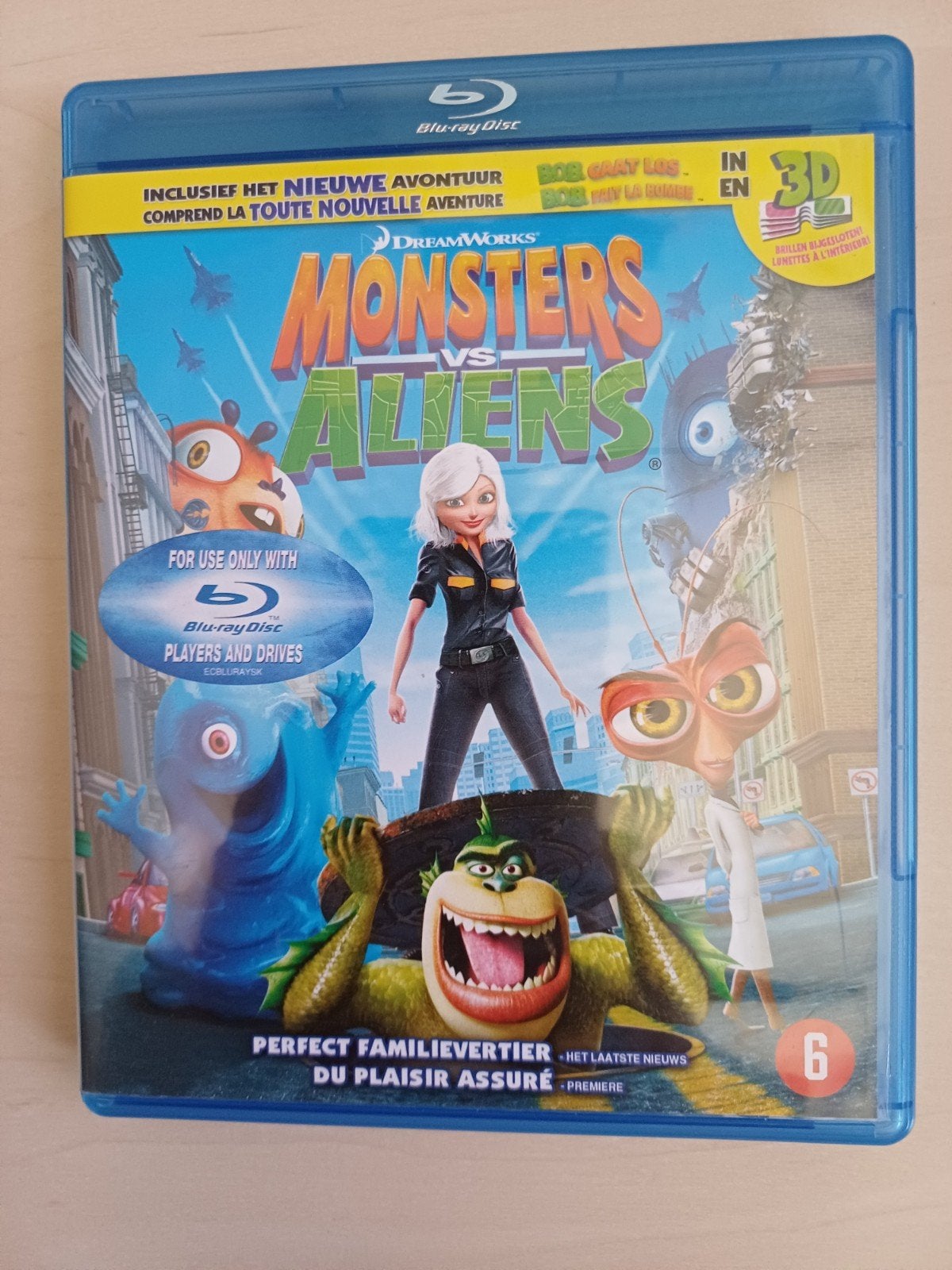 Monsters vs Aliens Blu-ray 3D - DreamWorks Animatie, Cd's en Dvd's, Blu-ray, Ophalen of Verzenden, Zo goed als nieuw, Tekenfilms en Animatie