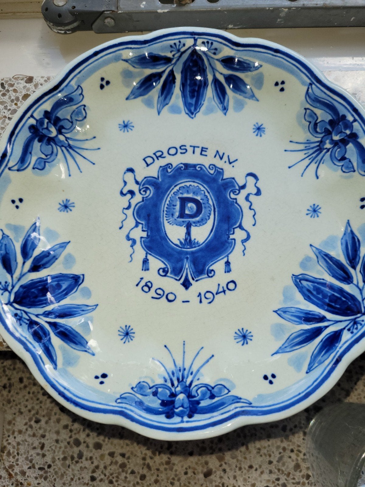 Delfts Blauw Droste NV wandbord 1890-1940 bordje cacao, Ophalen of Verzenden