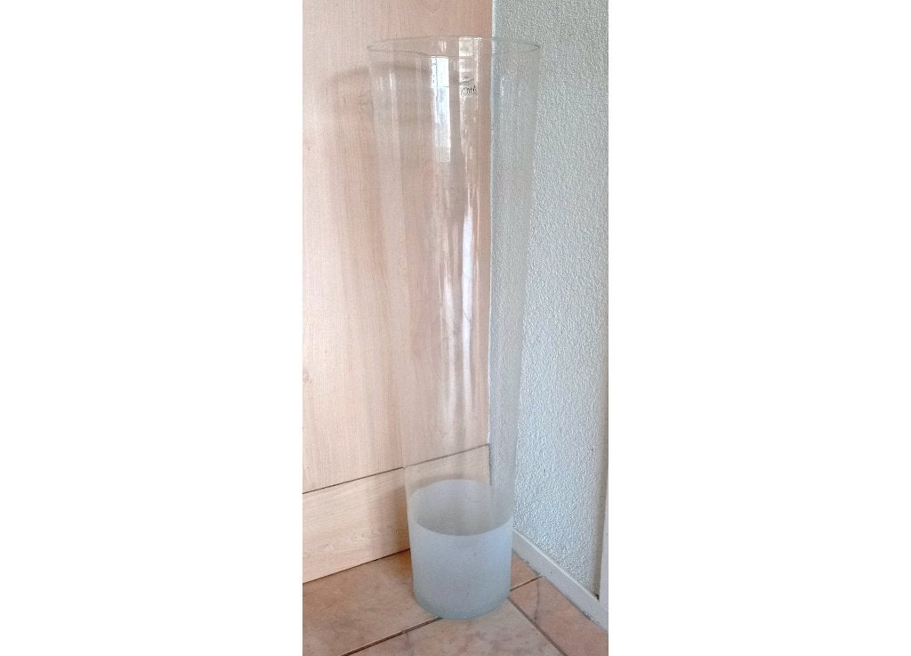 Mica Decorations Casy frosted conische vaas -70x19 cm, Ophalen, Transparant, Glas, 70 cm