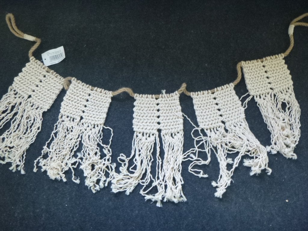 macrame slinger 1.50 meter lang, 35x14 cm blokje, nieuw, Ophalen of Verzenden, Nieuw, Wandhanger