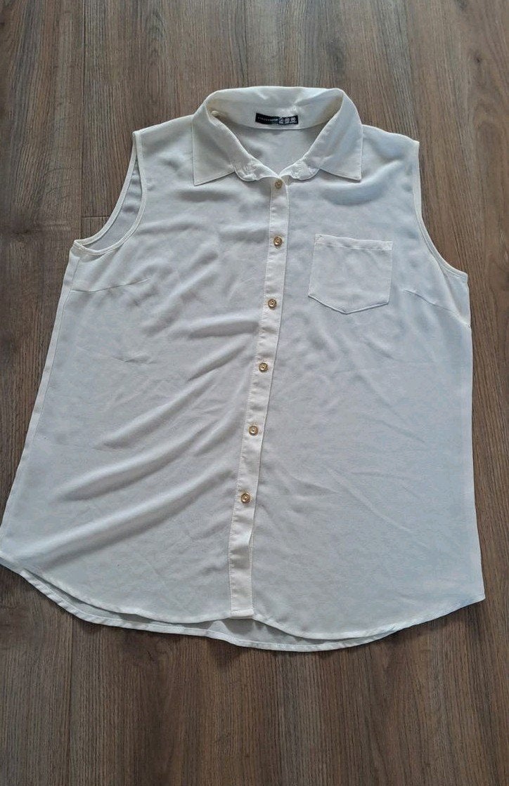Mooie mouwloze blouse Atmosphere maat 40, Maat 38/40 (M), Atmosphere, Beige, Ophalen of Verzenden
