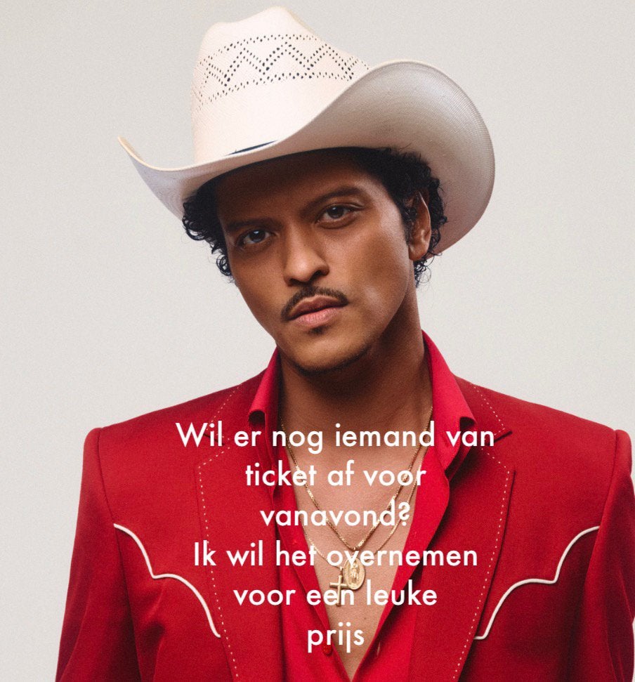 Op zoek voor VANAVOND. Bruno Mars ticket, Tickets en Kaartjes, Eén persoon