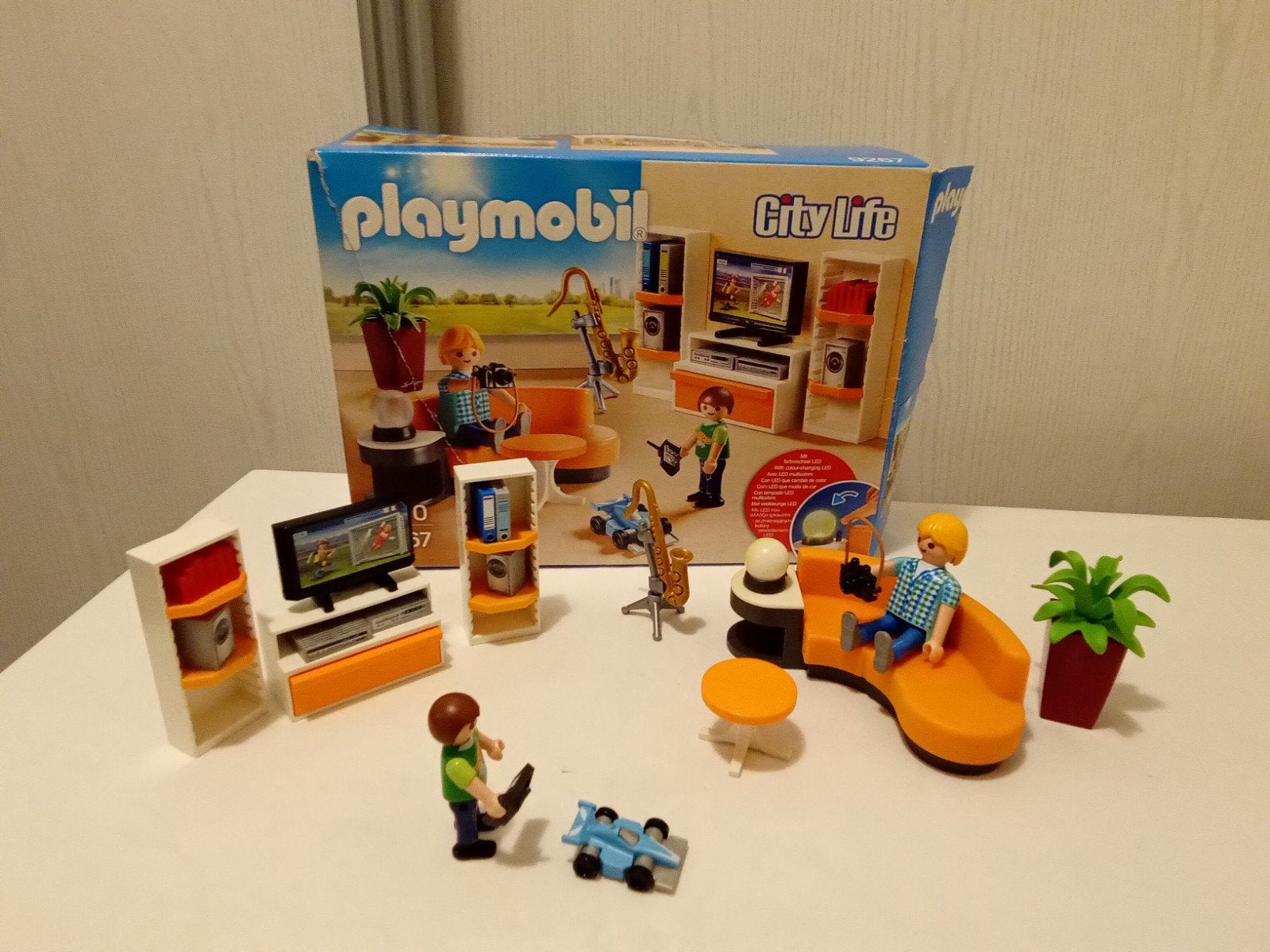Playmobil 9267 woonkamer met lamp compleet met doos, Complete set, Overige typen, Zo goed als nieuw, Family fun