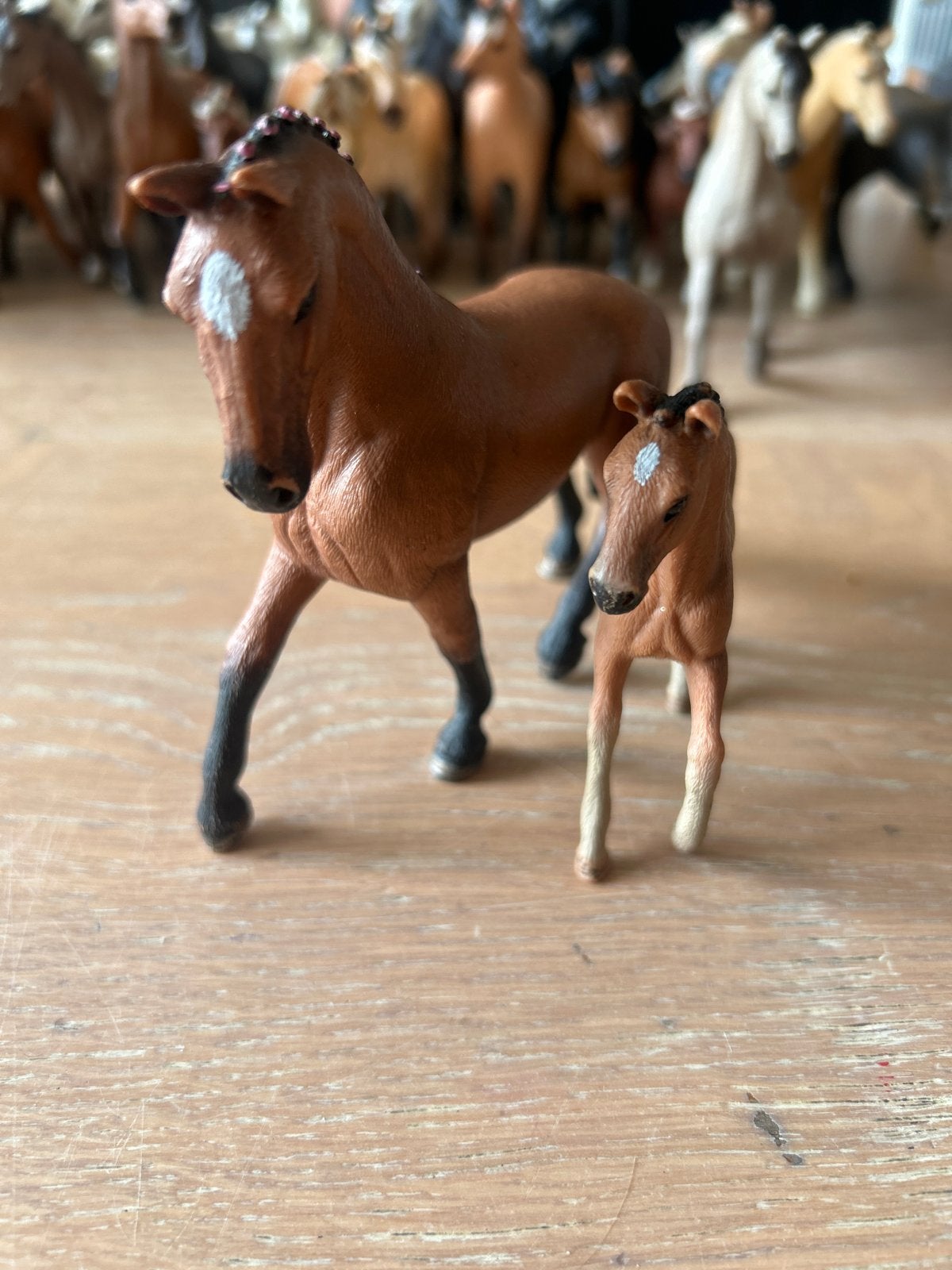 Schleich Hannoveraan Merrie (13817) & Veulen (13818) Set, Ophalen of Verzenden, Gebruikt