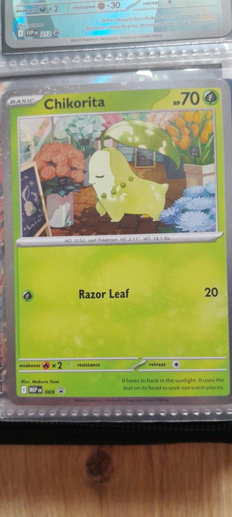 Pokémon Kaart Chikorita (069)  promo, Ophalen, Zo goed als nieuw, Losse kaart