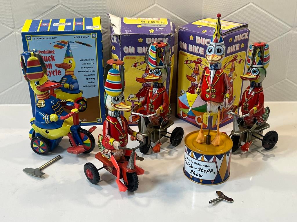Vintage blikken speelgoed eenden WestDuitsland China wind-up, Verzenden, Zo goed als nieuw